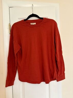 Madewell Brick Red Crewneck Long Sleeve Top, size S